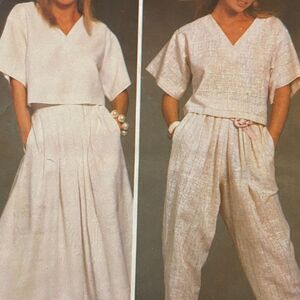 Simplicity 6742 Pattern Top Skirt Pant Miss 10 Vintage Boxy Cropped Midi Twee